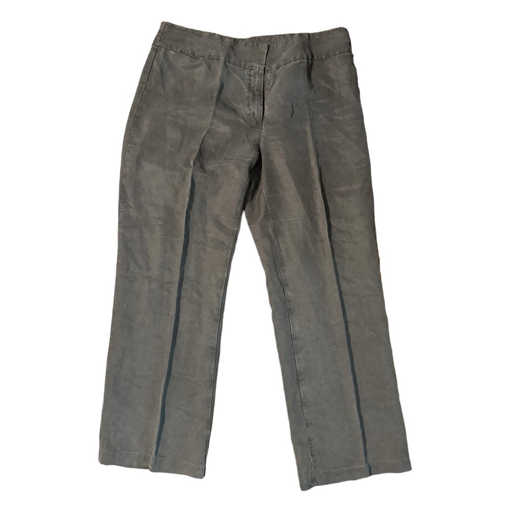 Eileen Fisher Women’s Taupe Linen Blend Wide Leg Pants Size 14 Career Vacation